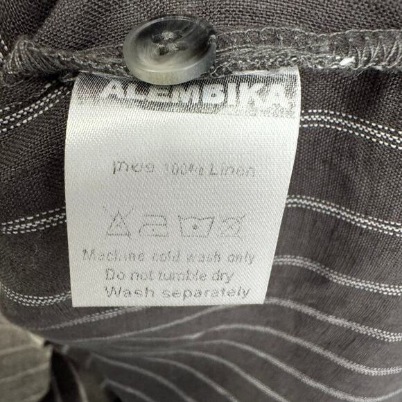 Alembika Linen Constrast Stripe Button Down Short Sleeve Oversized Shirt XS - Picture 8 of 8
